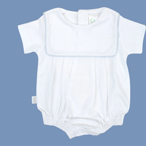 Pima bib bubble white/blue piping-Paty