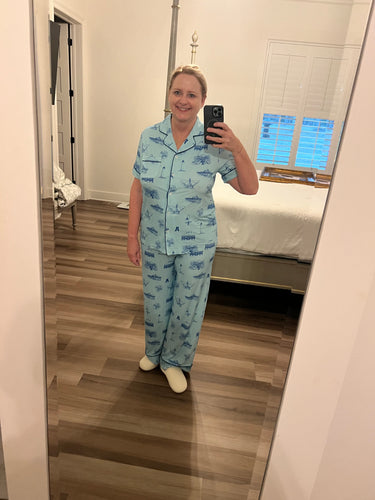 Coastal Toile Bamboo Pajamas-pants set