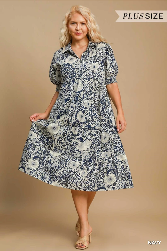 Blissful journey dress-Navy
