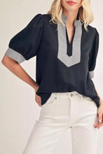 Load image into Gallery viewer, Star-black top with stripe accent