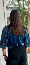 Load image into Gallery viewer, Raelyn slate Blue Velvet top