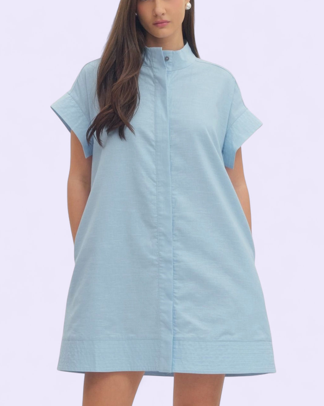 barbie dress for women short Short Sleeve Mini Dress Chambray / M