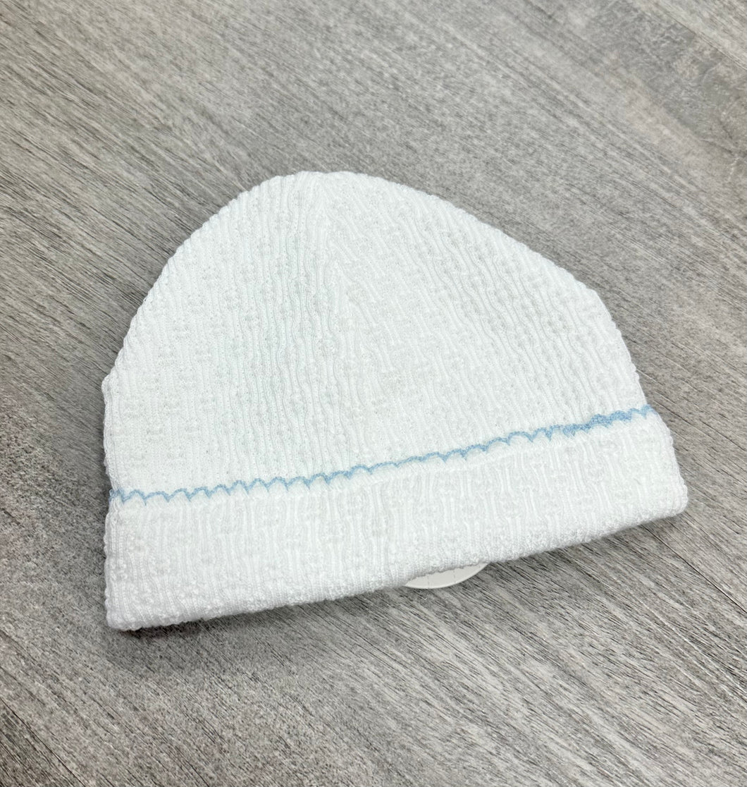 White and Blue Paty Knit Saylor Cap