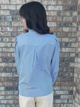 Load image into Gallery viewer, Mary blue stripe top
