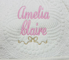 Load image into Gallery viewer, Heirloom Baby Quilt -embroidery not included but available