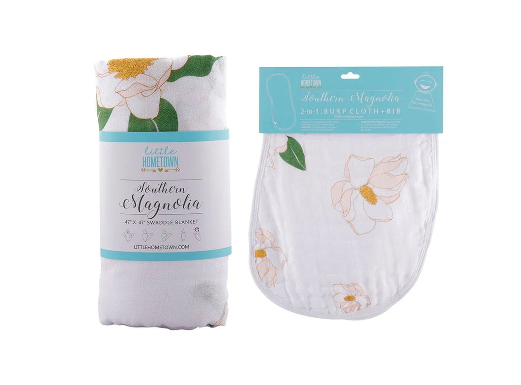 Southern Magnolia             2-In-1 Burp cloth and Bib