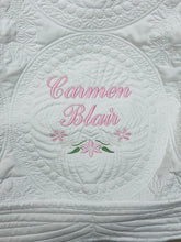 Load image into Gallery viewer, Heirloom Baby Quilt -embroidery not included but available