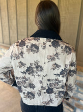Load image into Gallery viewer, Jane-a taupe and black floral jacket