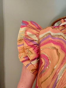 Becca dress in gold infused mustard mix