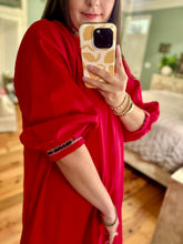 Load image into Gallery viewer, Juri bold red dress with animal print trim