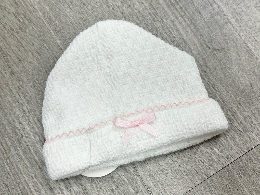 Pink and White Saylor Cap with Bow