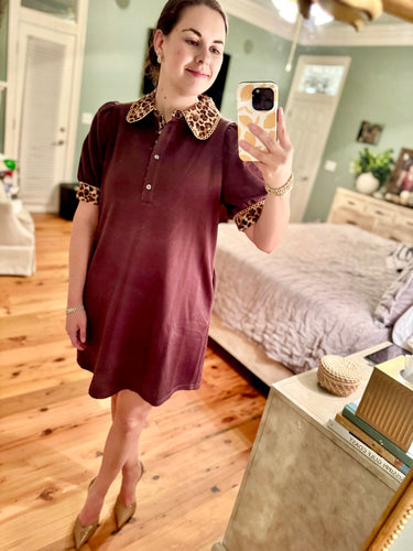 Janice dress with contrasting animal print