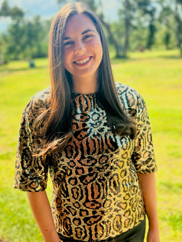 Ronda Animal print sequin top