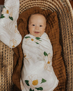 Southern Magnolia swaddle Muslin Blanket