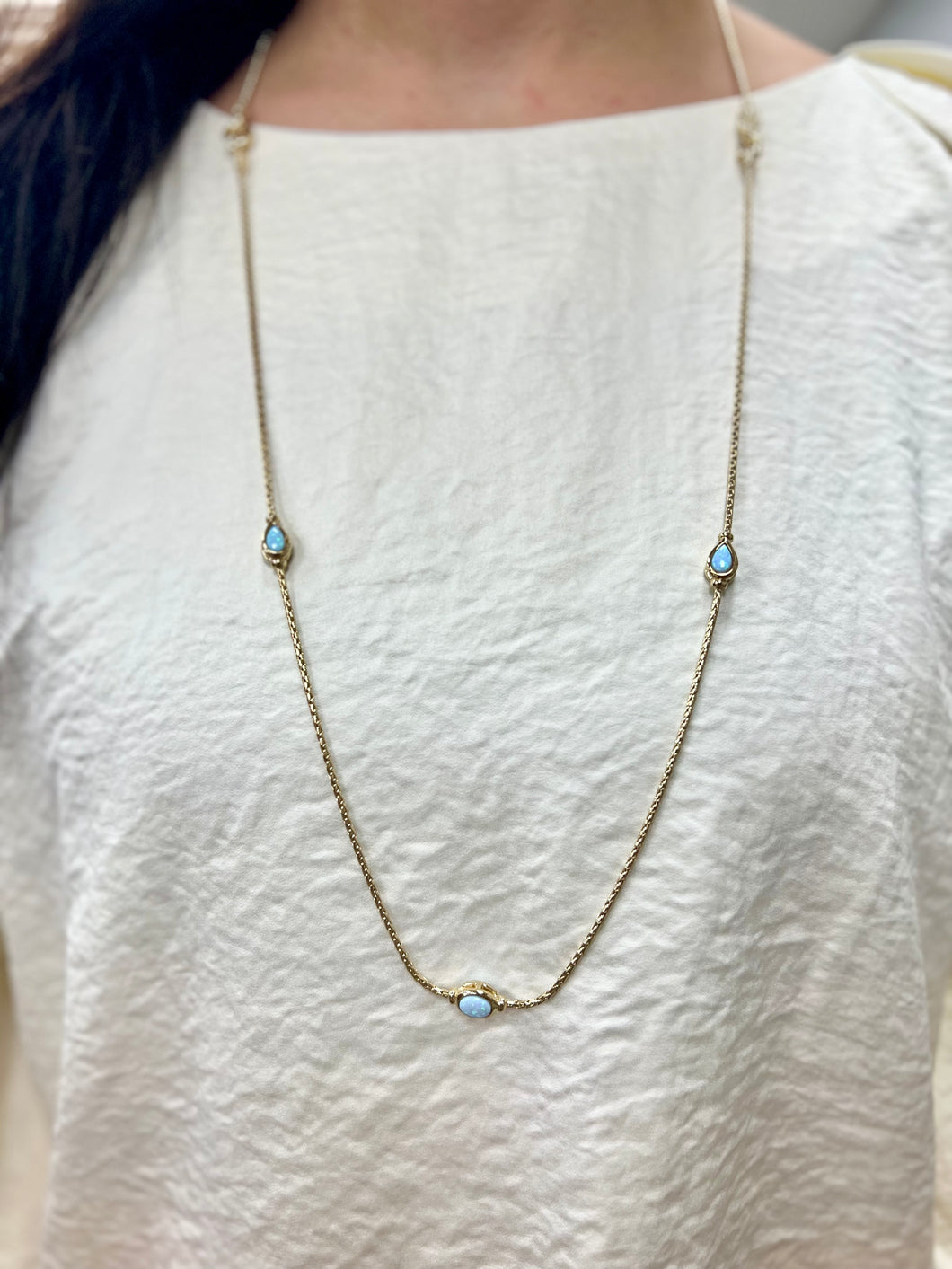 Blue Opalas do Mar Necklace 36”