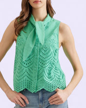 Load image into Gallery viewer, Riva eyelet top with neck tie