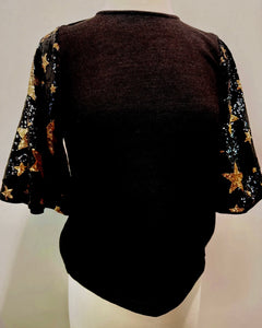 Black Sequin Star Top