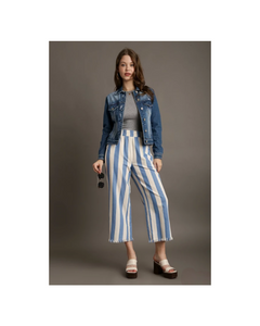 Striped and Sassy Frayed hem pants