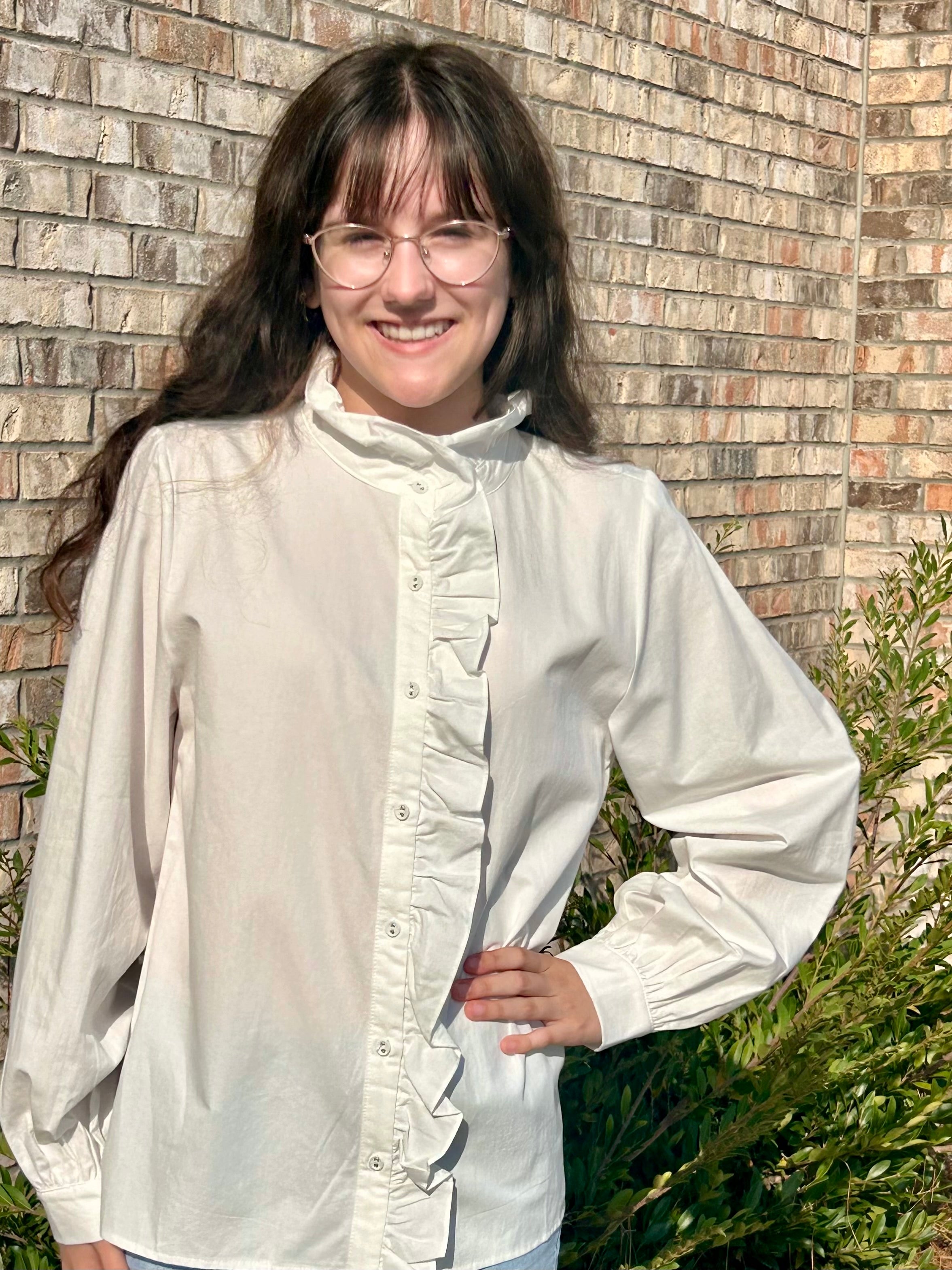 トップス Kitty frill blouse Caitlyn ruffle trim Blouse – Love's Gifts and Apparel-Diamondhead