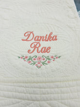 Load image into Gallery viewer, Heirloom Baby Quilt -embroidery not included but available