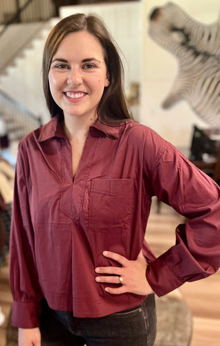 Teri wine color casual top