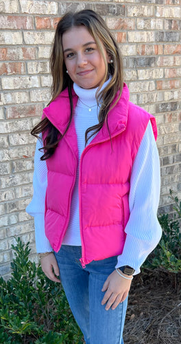 Pinky pink puffer vest