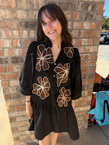 Flora flower appliqué dress