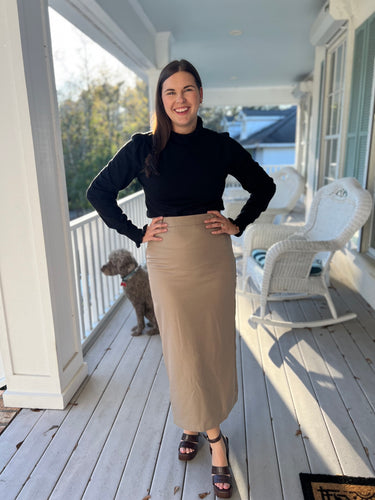 Mocha straight Midi Skirt