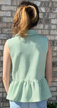 Load image into Gallery viewer, Eden top with peplum waist in Green check