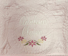 Load image into Gallery viewer, Heirloom Baby Quilt -embroidery not included but available