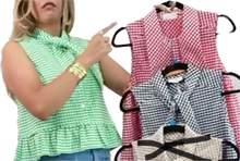 Load image into Gallery viewer, Dollie gingham peplum top