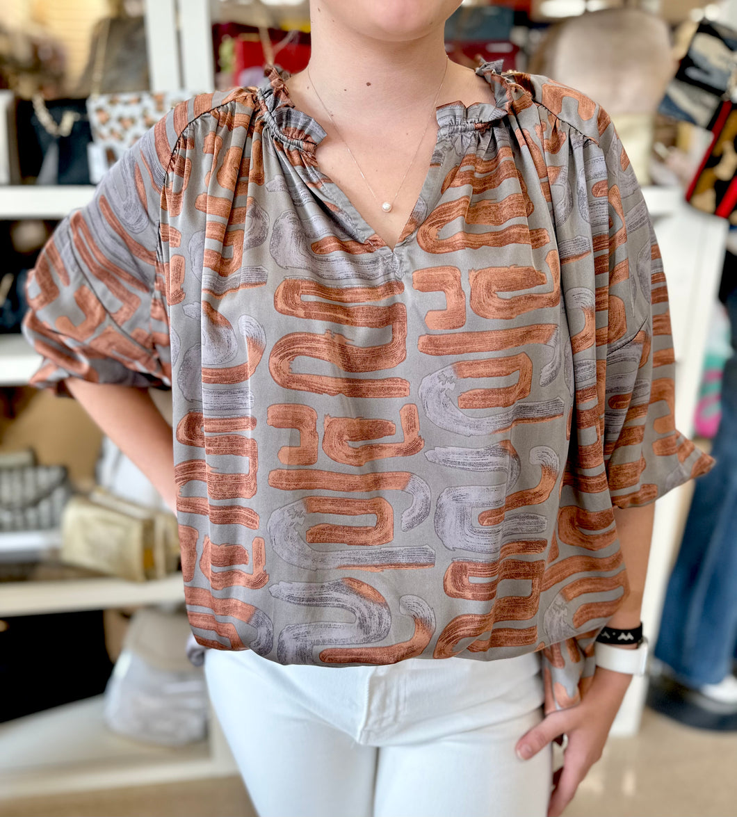 Toffee Print Oversized Shirt