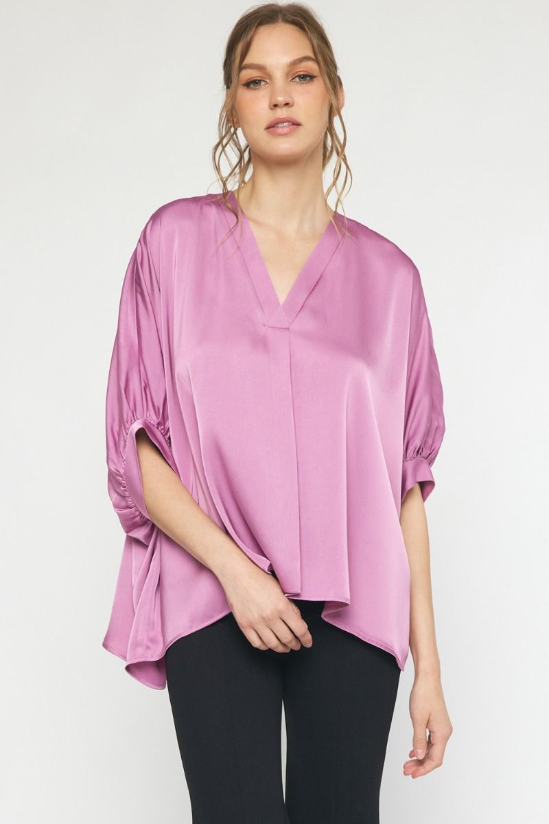 French Blue Cuff Sleeve Oversized Top