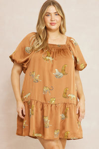 Camel with Tiger Print Dress