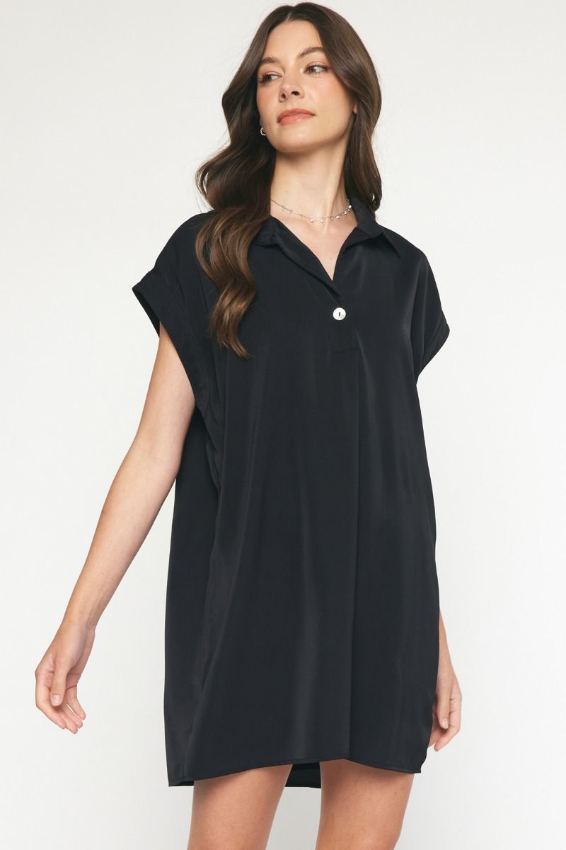 Oversized Collared Dress Medium / Black Oversized Collared Dress Medium / Black
