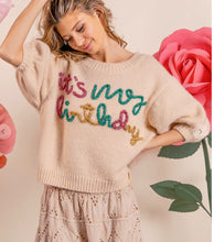Load image into Gallery viewer, Puff Sleeve sweater Top - Metallic Letters