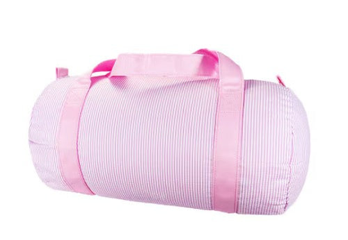 Pink Seersucker stripe Medium Duffel