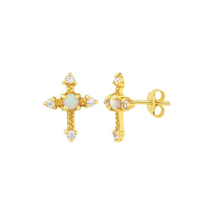 Opal Cross Stud Earrings