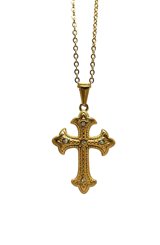 Gold Cross with Fleur Ends