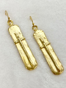 Gold Bar with Cross Wire Earrings