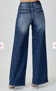 Mid Rise Crossover Wide Leg Jeans